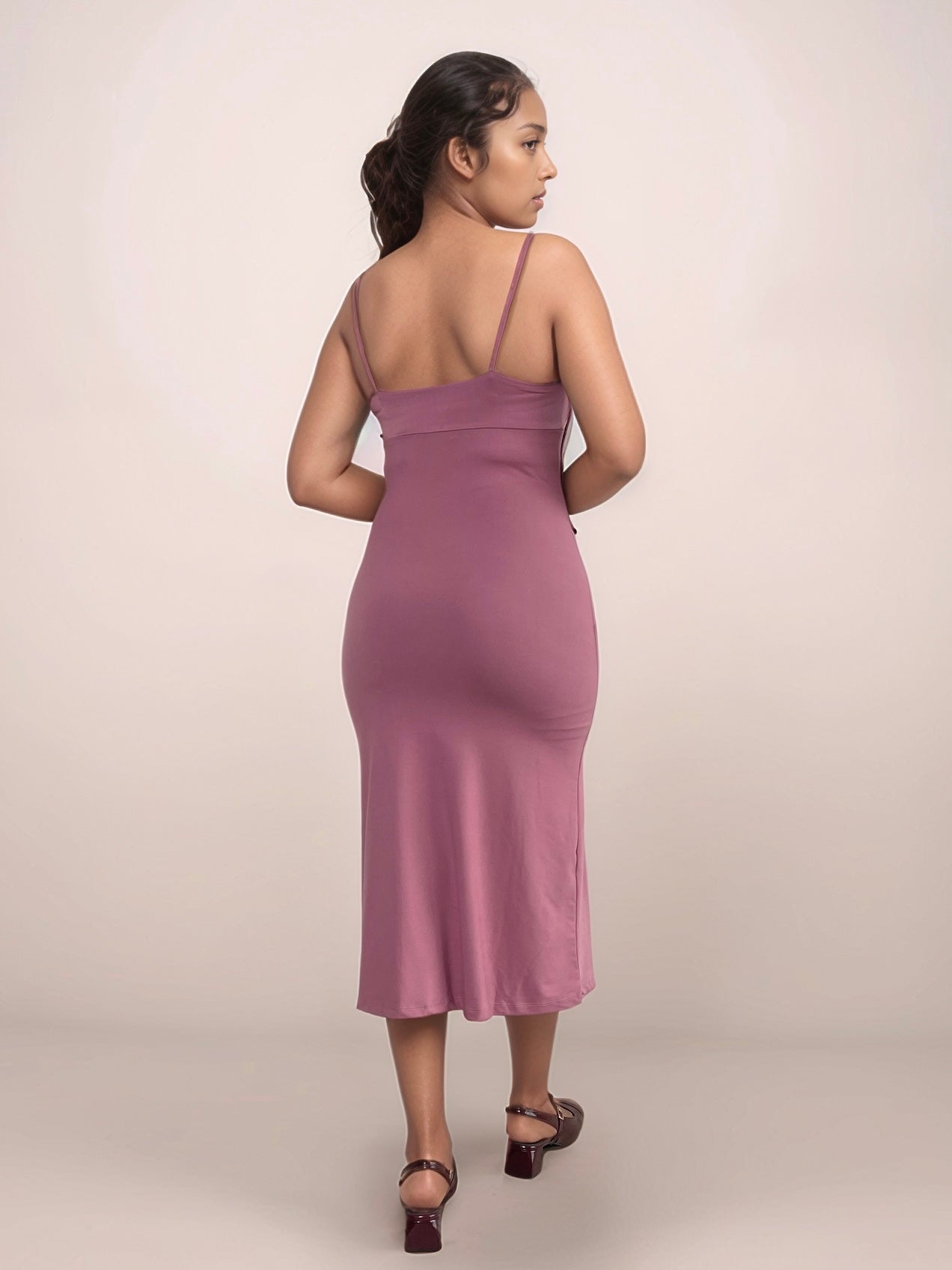 Grace Cowl Midi Dress In Dusty Pink