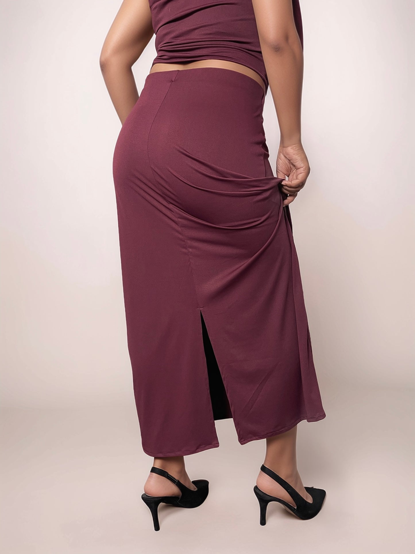 Nina Maxi Skirt In Burgundy