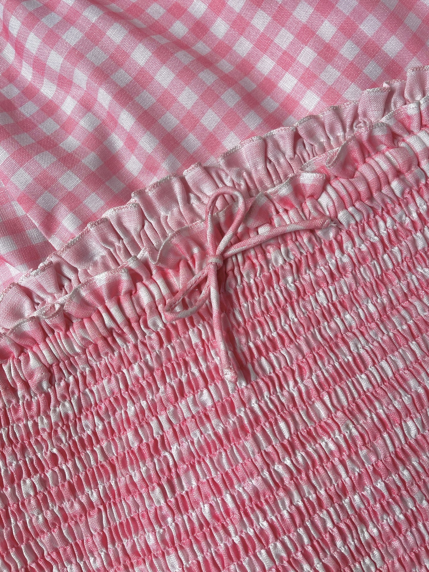 Maisie Smocked Bandeau Top In Pink Gingham