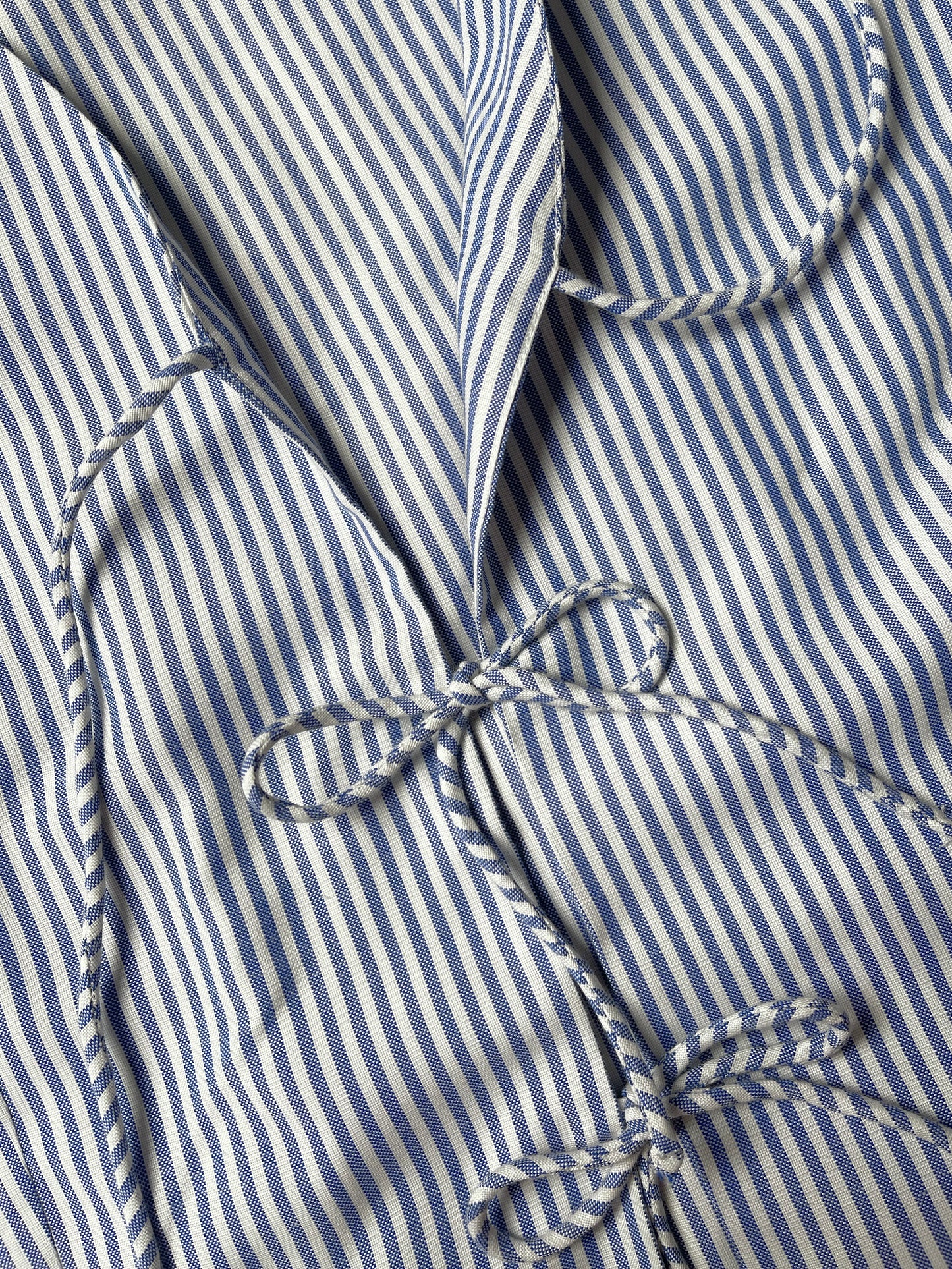 Lexi Striped Tie Up Top In Oxford Blue