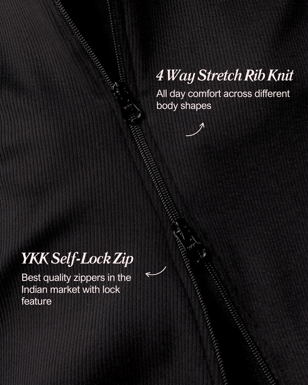 Toby Midi Rib Dress With 2 Way Zipper In Black