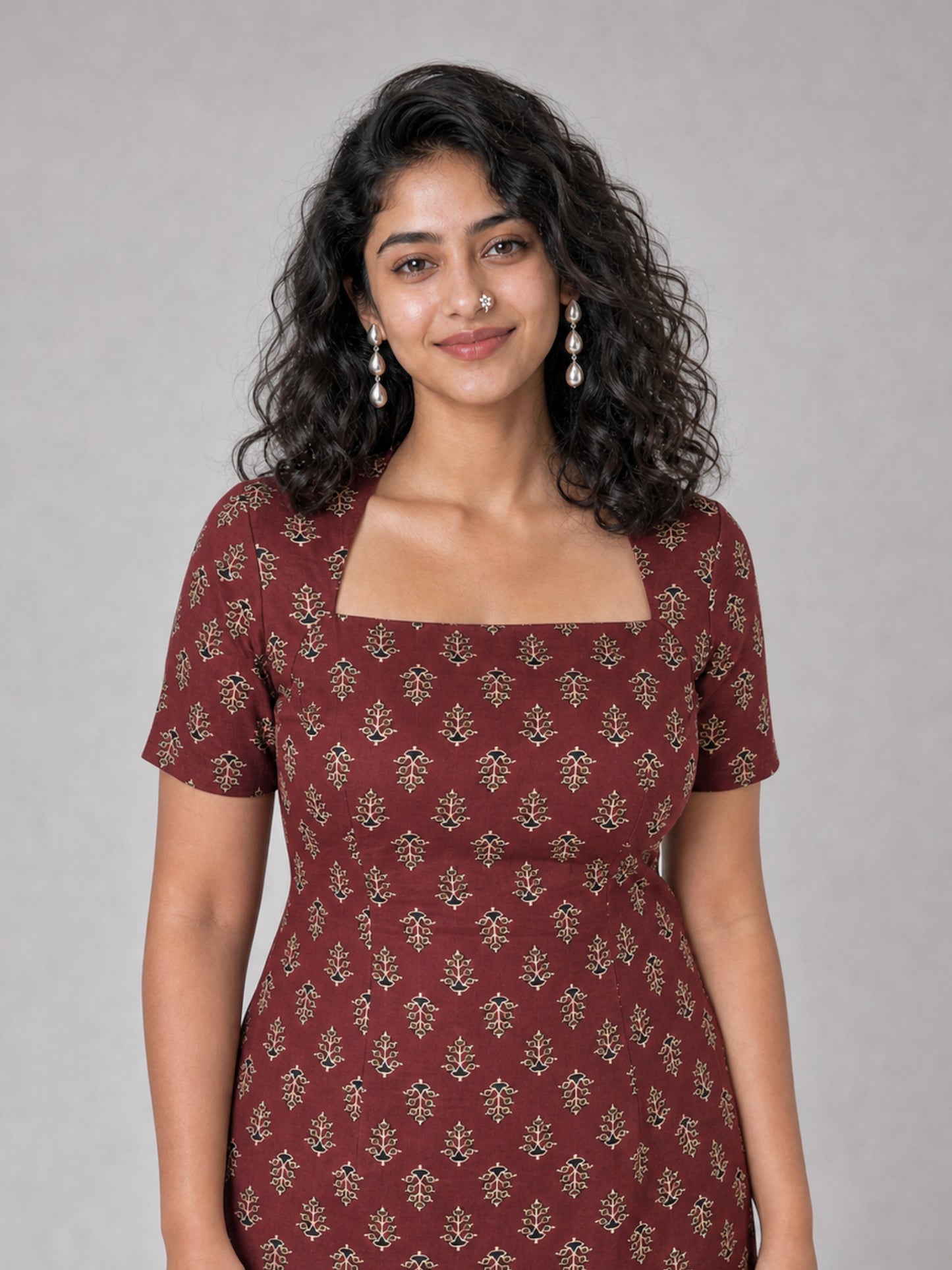 Kuhu Short Kurti With Corset Back In Chocolate