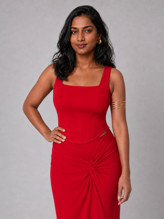 Sarah Corset Top In Red
