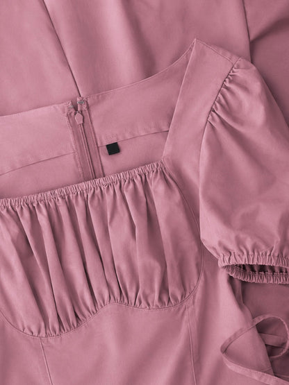 Tula Midi Dress With Basque Waist In Soft Pink