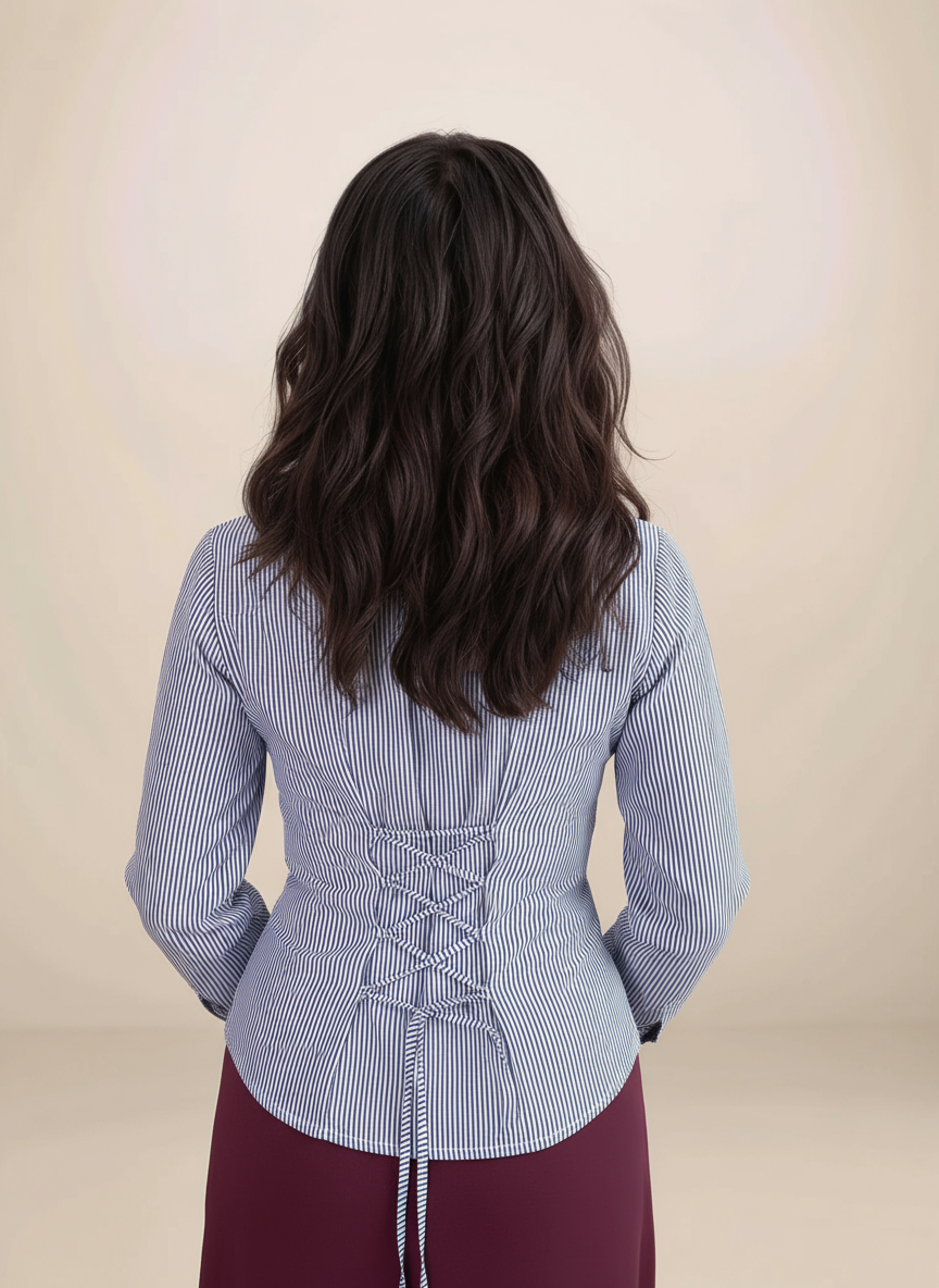 Camille Striped Fitted Shirt In Blue