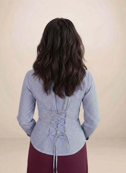 Camille Striped Fitted Shirt In Blue