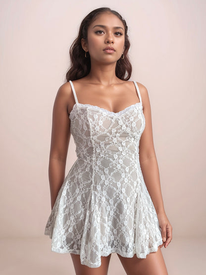 Laila Lace Mini Dress With Shrug In Summer White
