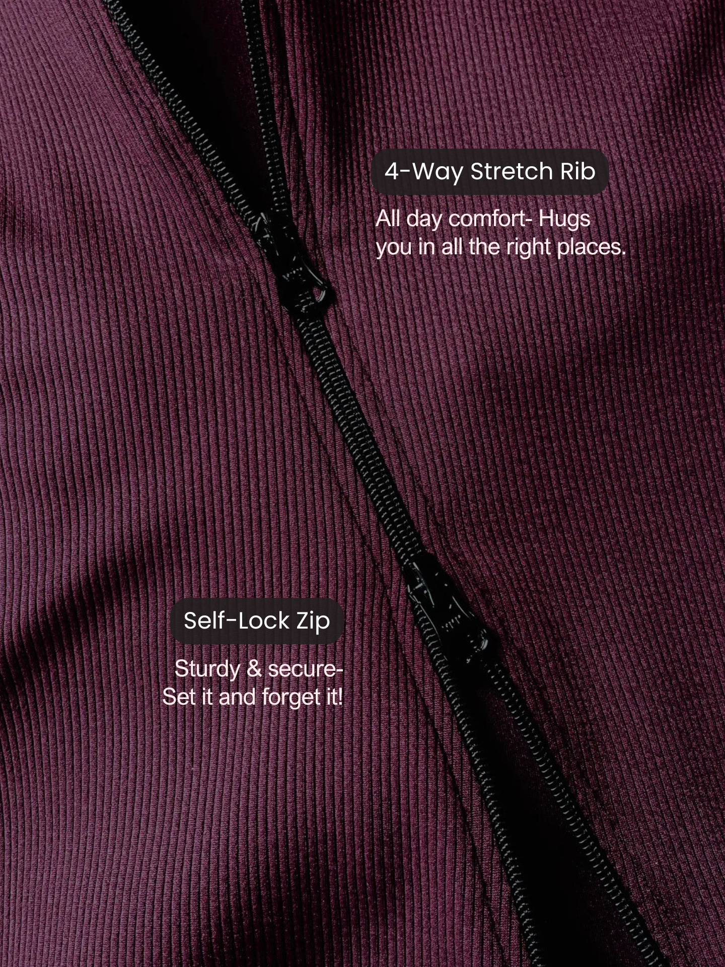Toby Midi Rib Dress With 2 Way Zipper In Burgundy