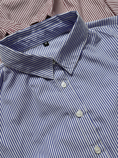 Camille Striped Fitted Shirt In Blue