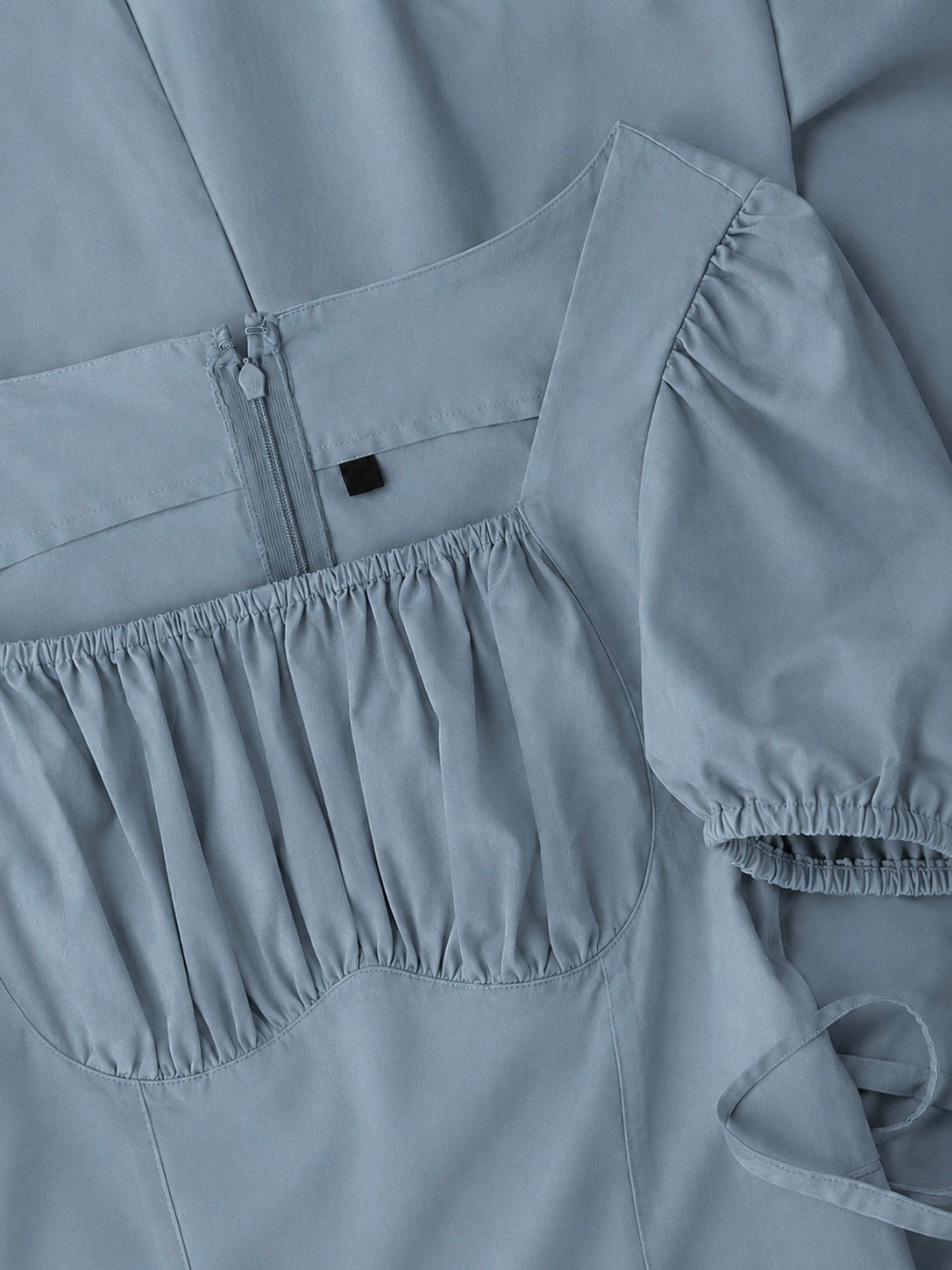 Tula Midi Dress With Basque Waist In Soft Blue
