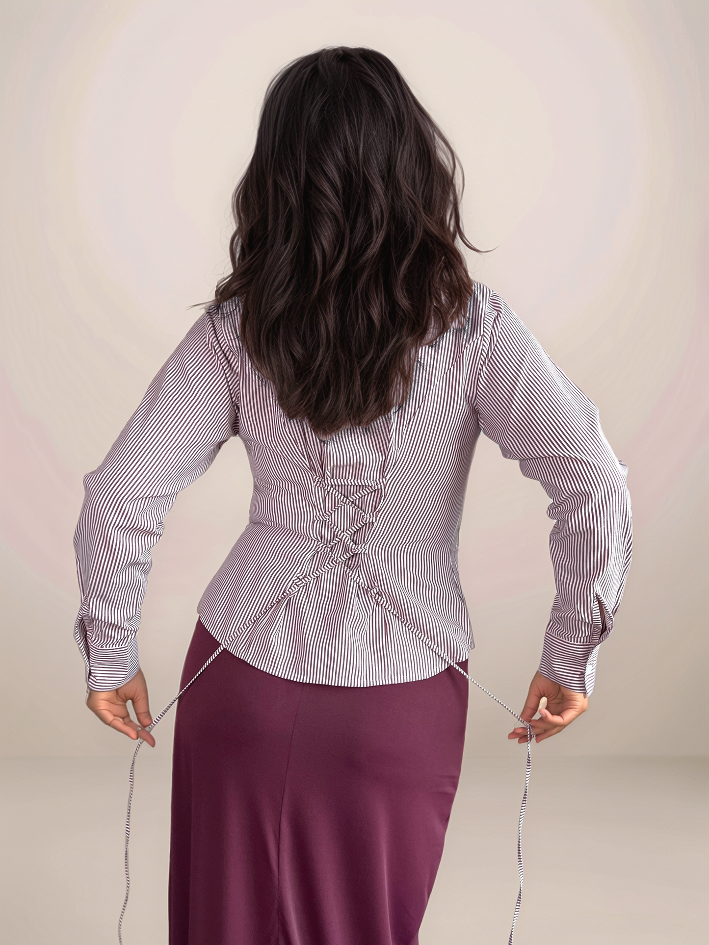 Camille Striped Fitted Shirt In Wine