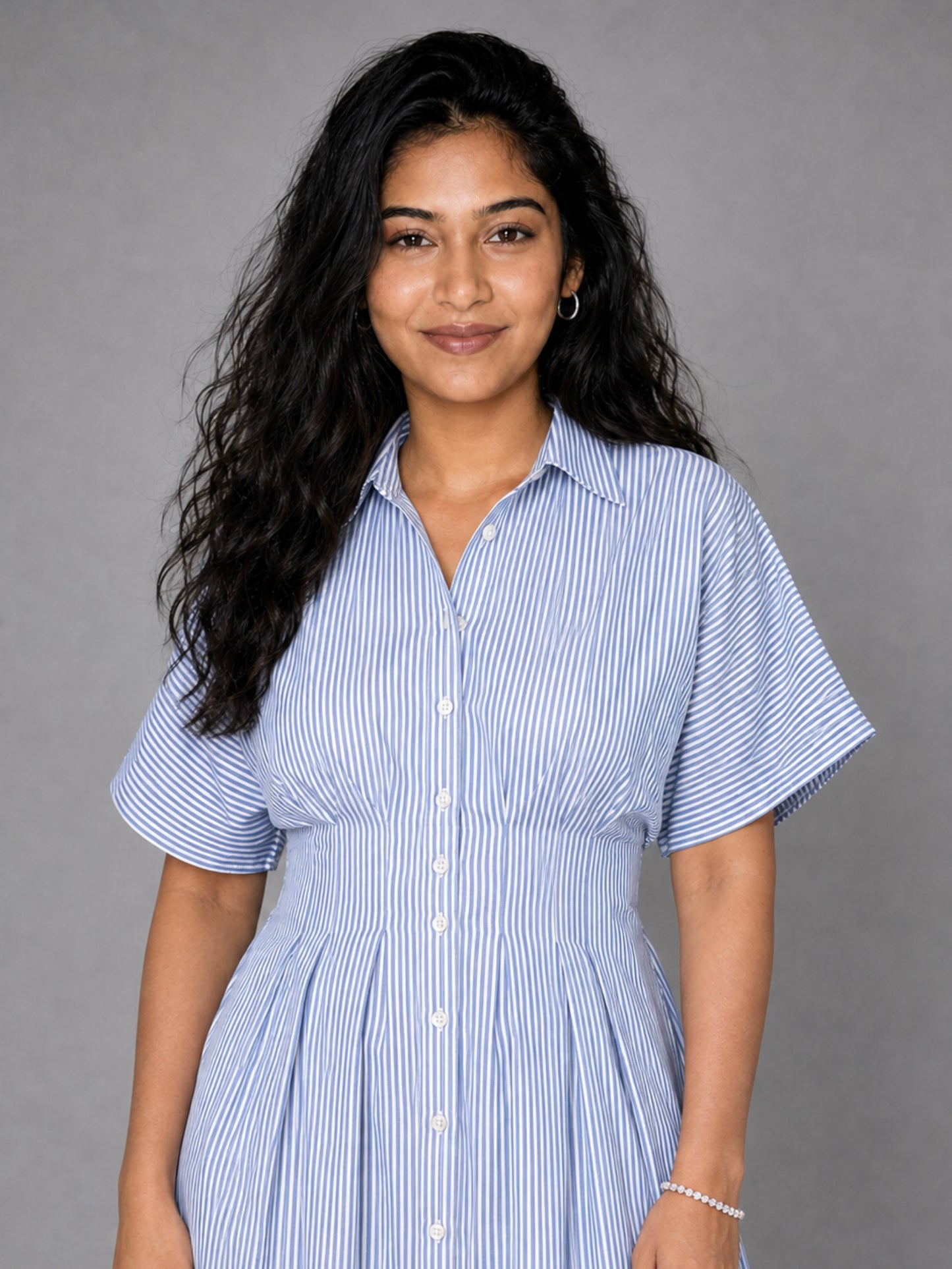 Kira Striped Shirt Dress In Blue