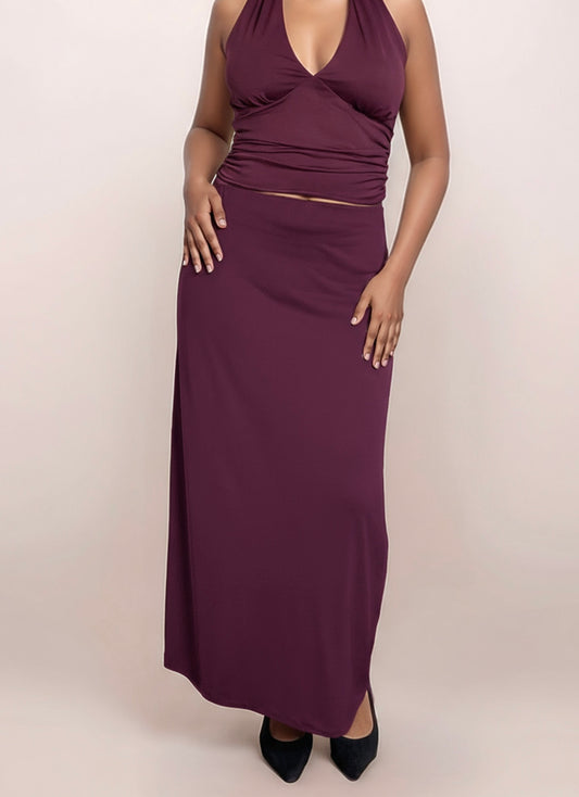 Nina Maxi Skirt In Burgundy