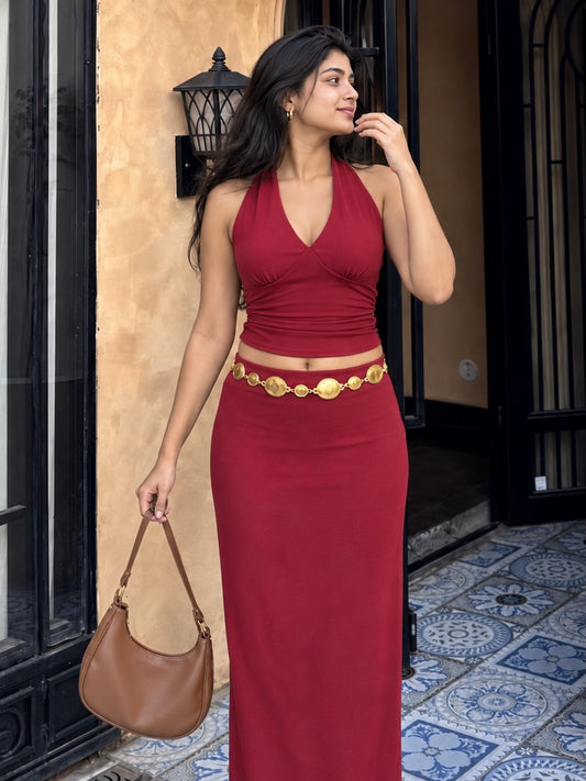 Noa Hammock Top With Gathered Waist In Red