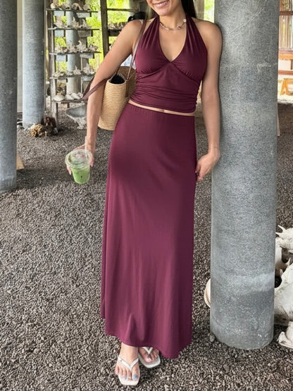 Nina Maxi Skirt In Burgundy