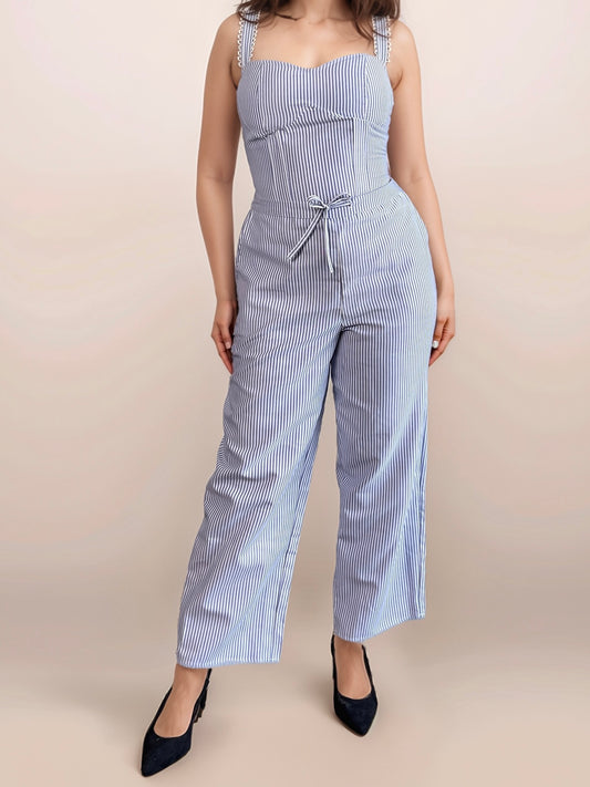 Isla Striped Pants In Oxford Blue