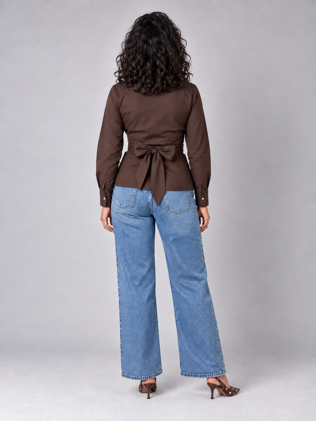 Colette Shirt With Wrap Detail In Brown