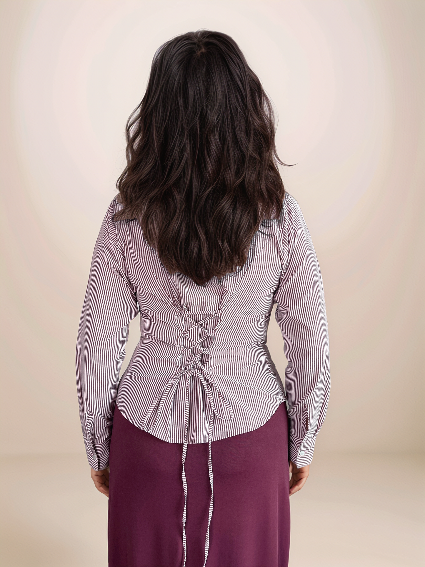 Camille Striped Fitted Shirt In Wine