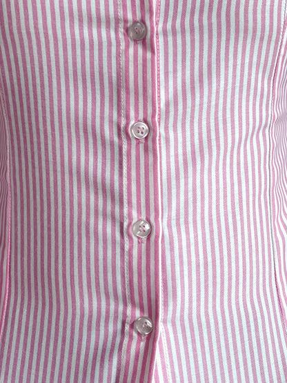 Elara Shirt With Corset Back In Pink Stripes