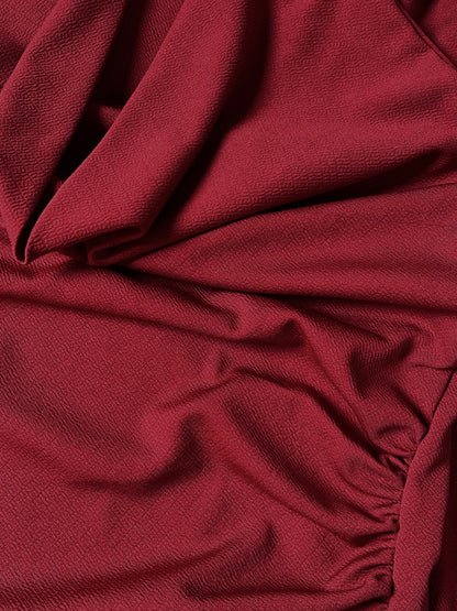 Mona Plunge Cowl Midi Dress In Deep Red