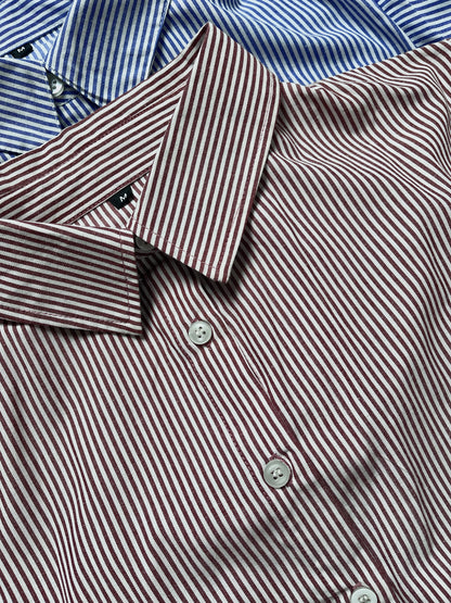 Camille Striped Fitted Shirt In Wine