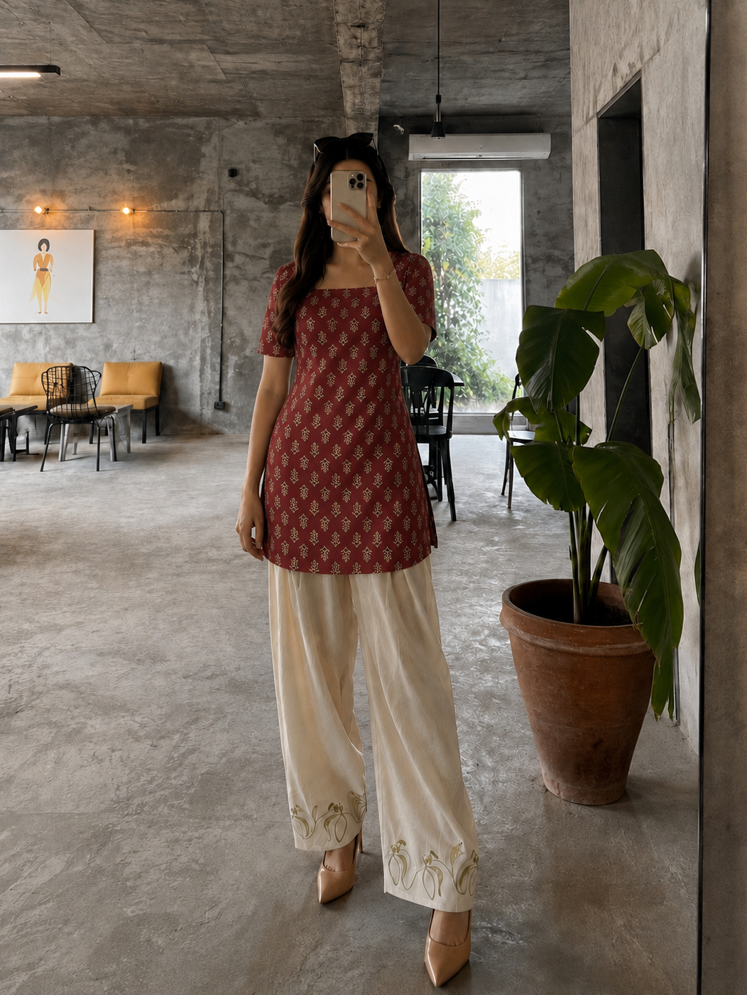 Kuhu Short Kurti With Corset Back In Chocolate
