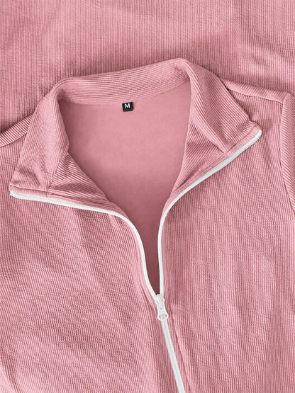 Toby Midi Rib Dress With 2 Way Zipper In Pink