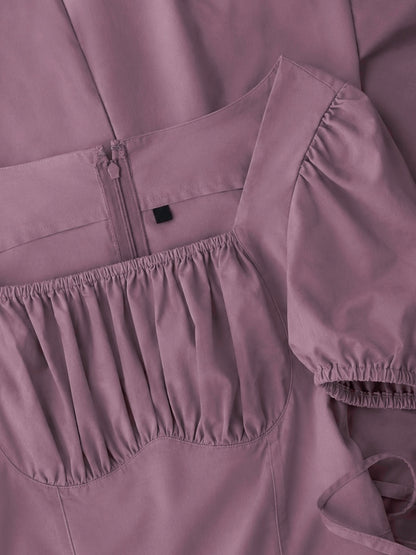 Tula Midi Dress With Basque Waist In Soft Pink